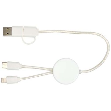 Cable 5 en 1 de plástico reciclado de 30 cm para sincronización de datos y carga rápida de 27 W Ecológico Personalizado 6124427