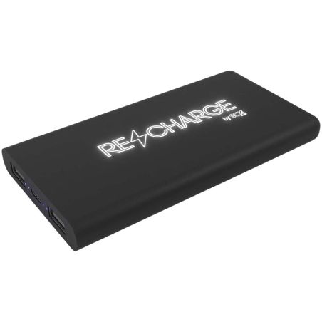 Batería externa inalámbrica de caucho luminosa de 10 000 mAh Ecológica Personalizada 62PX060