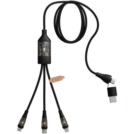 Cable de carga rápida 5 en 1 de 100 W/5 A con pantalla digital Ecológica Personalizada 62PX162