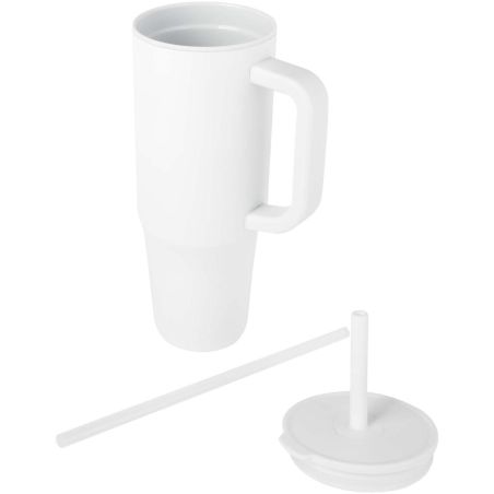 Vaso con aislamiento de 900 ml con certificado RCS y pajita de silicona Ecológico Personalizado 6100867