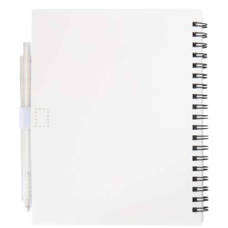 Juego de libreta de tapa blanda y bolígrafo de plástico reciclado (tinta azul) Ecológica Personalizada 6106298