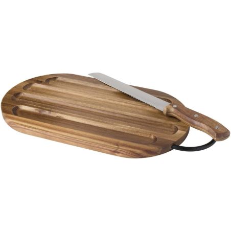 Tabla de cortar de madera de acacia con cuchillo para pan Ecológica Personalizada 6126393