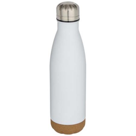Botella de 500 ml de acero inoxidable con aislamiento y doble pared con detalles de corcho Ecológica Personalizada 6100892