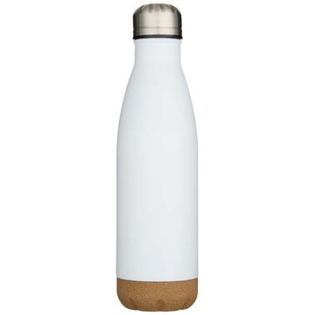 Botella de 500 ml de acero inoxidable con aislamiento y doble pared con detalles de corcho Ecológica Personalizada 6100892