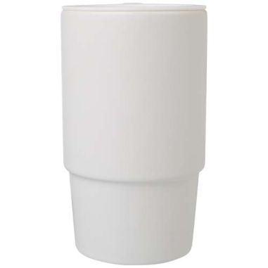 Taza de cerámica con tapa de plástico de 450 ml...