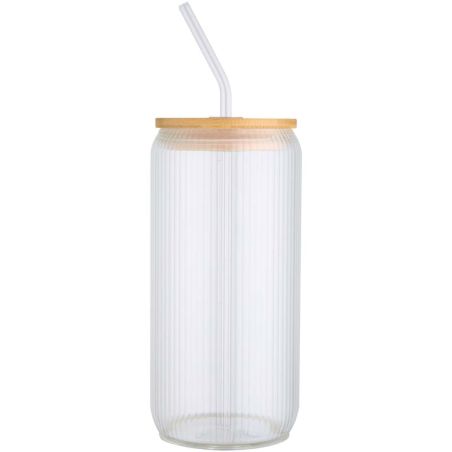 Jarra de 500 ml de vidrio borosilicato de pared simple con tapa de bambú Ecológica Personalizada 6100931