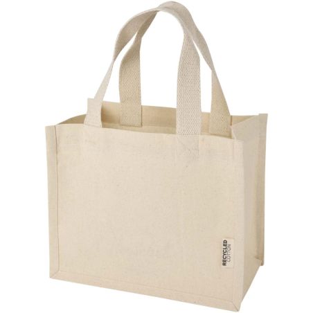 Bolsa Tote con fuelle mini de algodón reciclado GRS de 220 g/m² de 9 l Ecológica Personalizada 6120787
