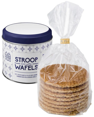 Lata con stroopwafels holandeses