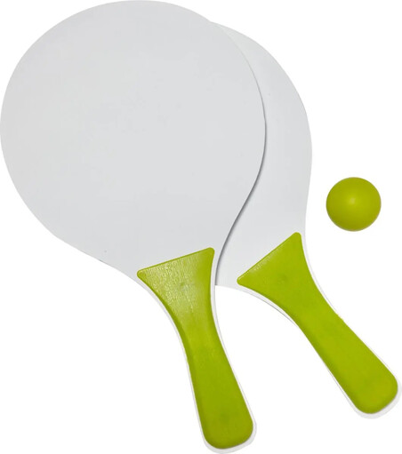 Set 2 palas madera pelota bolsa red blanca playa
