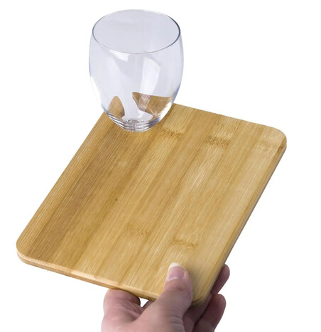 Tabla bambú copa vino para aperitivos