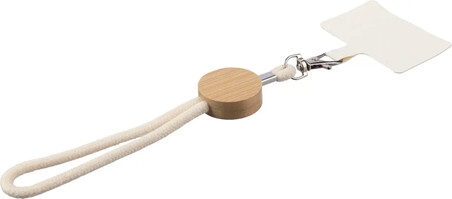 Pulsera lanyard algodón placa bambú mosquetón teléfono