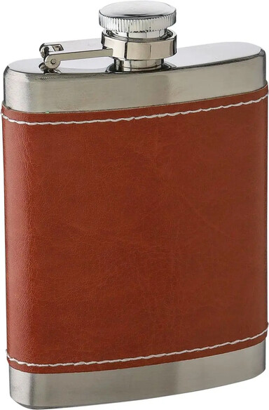 Petaca acero inox 100 ml con funda PU