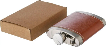 Petaca acero inox 100 ml con funda PU