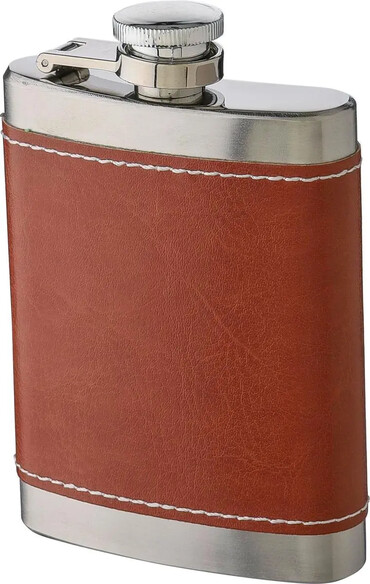 Petaca acero inox 100 ml con funda PU