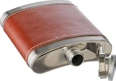 Petaca acero inox 100 ml con funda PU