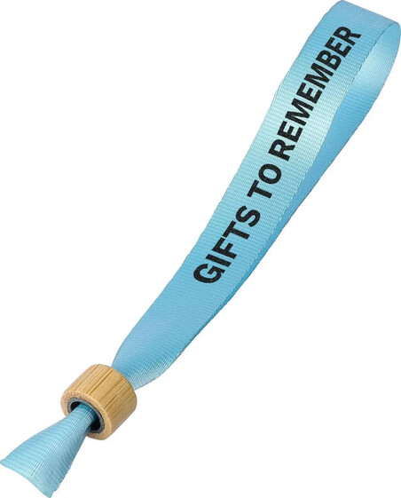 Pulsera rPET 300D clip cierre bambú eventos festivales