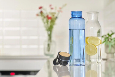 Botella RPET 750 ml con tapa de bambú