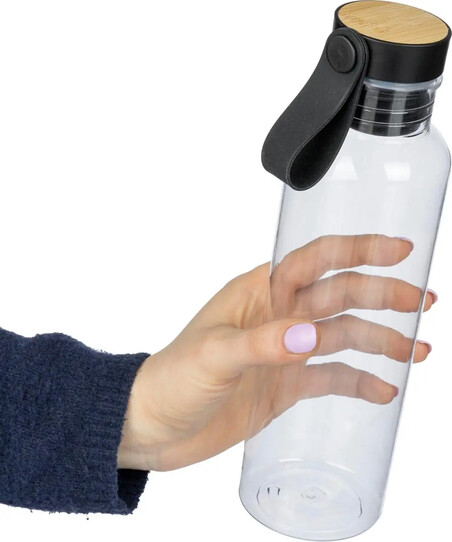 Botella RPET 750 ml con tapa de bambú