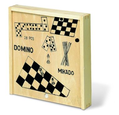 4 juegos en caja de madera Ecológica...