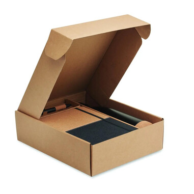 Set regalo 3 piezas botella acero libreta bolígrafo