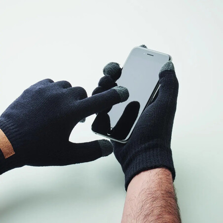 Guantes táctiles RPET con etiqueta corcho