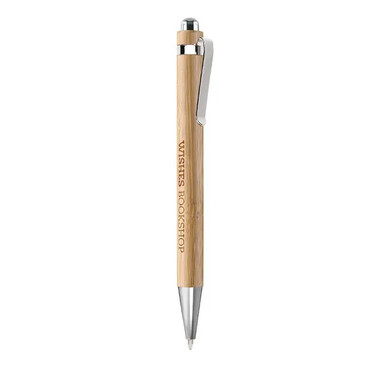 Bolígrafo automático bambú cromado tinta azul FSC