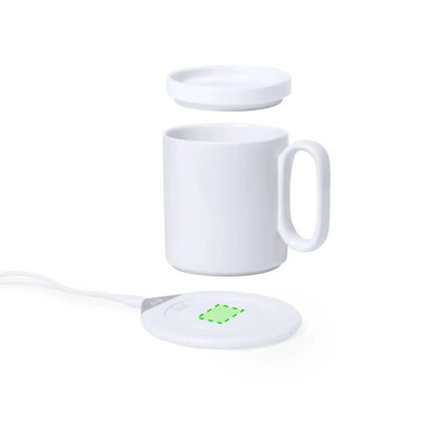 Set calentador tazas cargador inalámbrico cerámica 350ml