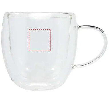 Set 2 tazas borosilicato 250 ml posavasos bambú