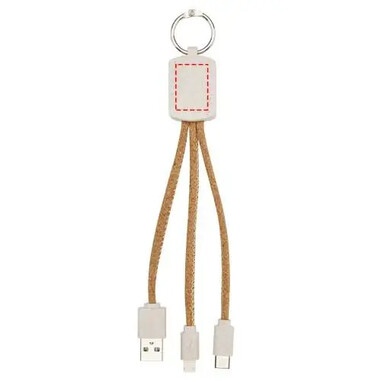 Cable llavero 3 en 1 corcho y paja de trigo