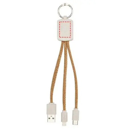 Cable llavero 3 en 1 corcho y paja de trigo