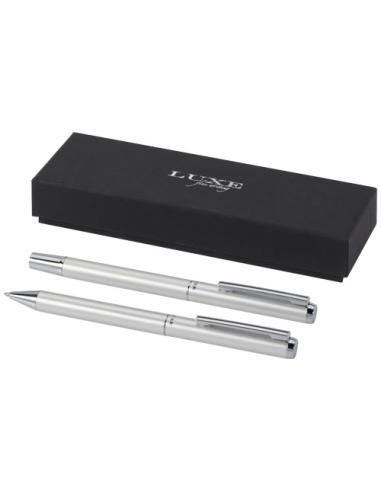 Set de regalo de bolígrafo y rollerball de aluminio reciclado personalizado OPIZJO