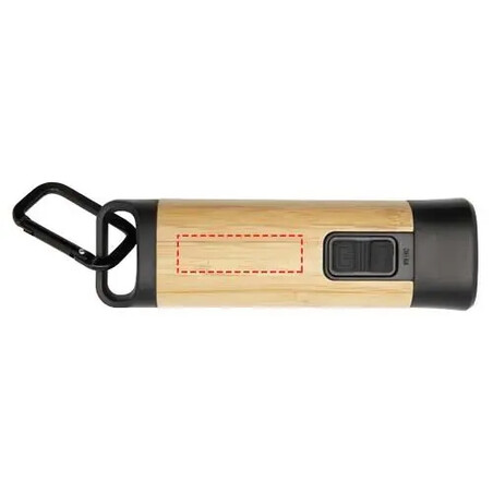 Linterna ABS reciclado bambú LED mosquetón 15 cm