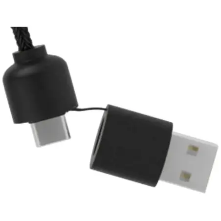 Cable de carga de 40 W 5 en 1 de PET reciclado con logo retroiluminado y estuche redondo de madera Ecológica Personalizada 62PX0