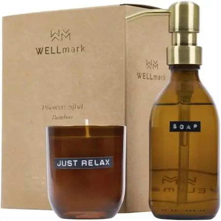 Dispensador de jabón de manos de 250 ml y juego de velas perfumadas de 150 g con fragancia de bambú Ecológica Personalizada 6126