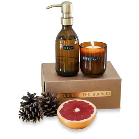 Dispensador de jabón de manos de 250 ml y juego de velas perfumadas de 150 g con fragancia de bambú Ecológica Personalizada 6126
