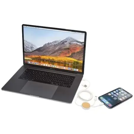 Cable 5 en 1 de plástico reciclado de 150 cm para sincronización de datos y carga rápida de 27 W con detalles de bambú "Chech Ec