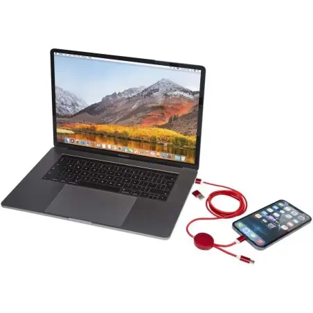 Cable 5 en 1 de aluminio y plástico reciclado de 150 cm para sincronización de datos y carga rápida de 27 W Ecológico Personaliz