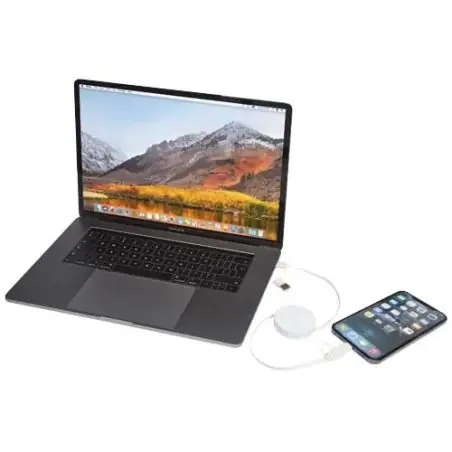 Cable retráctil 5 en 1 de plástico reciclado de 90 cm para sincronización de datos y carga rápida de 40 W Ecológica Personalizad