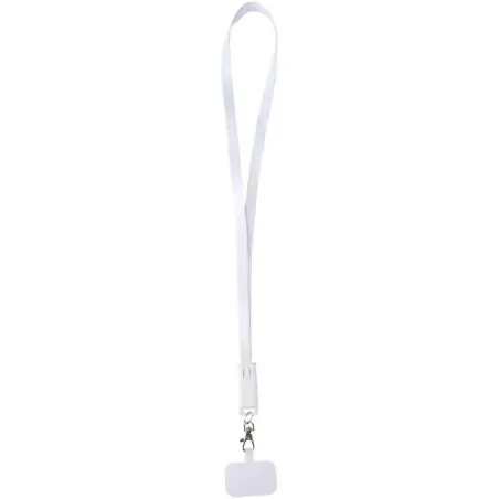 Lanyard de plástico reciclado para smartphone con sincronización de datos integrada y cable 5 en 1 de carga rápida de 65 W "F Ec