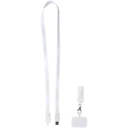 Lanyard de plástico reciclado para smartphone con sincronización de datos integrada y cable 5 en 1 de carga rápida de 65 W "F Ec