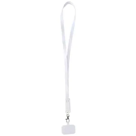 Lanyard de plástico reciclado para smartphone con sincronización de datos integrada y cable 5 en 1 de carga rápida de 65 W "F Ec
