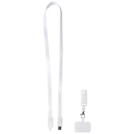 Lanyard de plástico reciclado para smartphone con sincronización de datos integrada y cable 5 en 1 de carga rápida de 65 W "F Ec