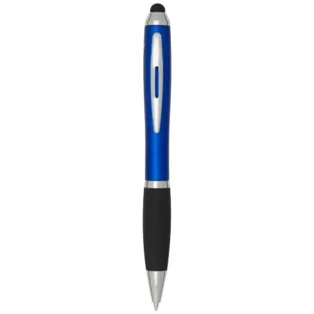 Bolígrafo de plástico reciclado con certificado RCS, stylus, cuerpo de color y empuñadura negra (tinta azul) Ecológico Personali