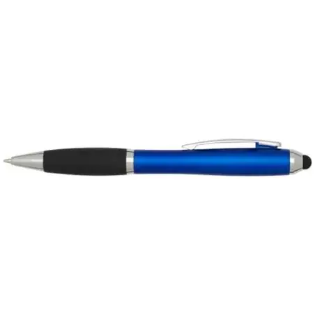 Bolígrafo de plástico reciclado con certificado RCS, stylus, cuerpo de color y empuñadura negra (tinta azul) Ecológico Personali