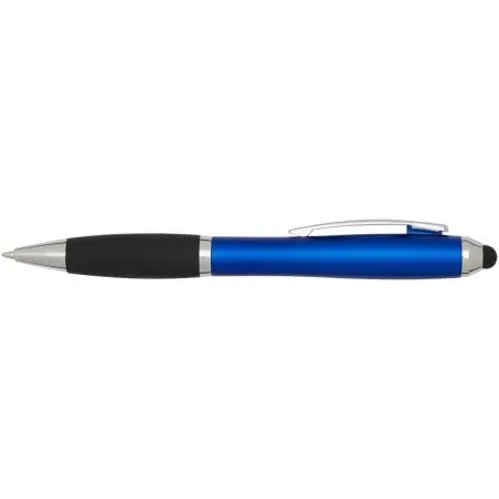 Bolígrafo de plástico reciclado con certificado RCS, stylus, cuerpo de color y empuñadura negra (tinta negra) Ecológico Personal