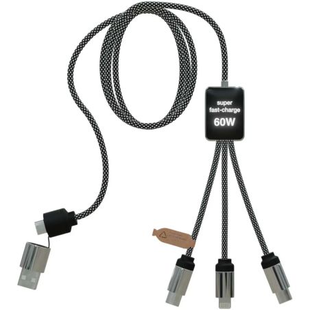 Cable 60W tipo C doble logo luminoso cordones reciclados