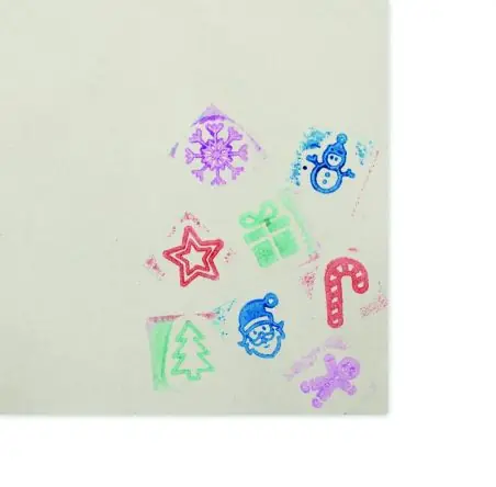 Set 8 sellos navideños madera tinteros 4 colores algodón
