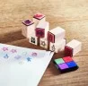 Set 8 sellos navideños madera tinteros 4 colores algodón - Imagen 6