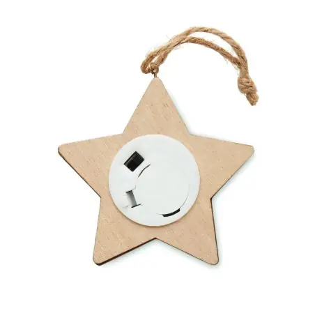 Estrella madera álamo maleza 6 LED cordón pila CR2032