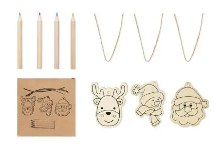 Set de adornos de madera con lápices